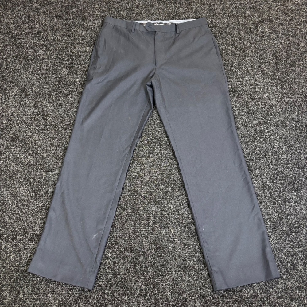 Tommy Hilfiger Mens Dress Pants Charcoal Gray Flat Front Straight Leg 35x29